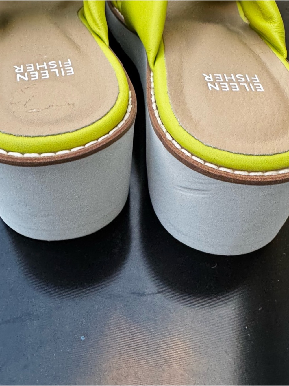 Eileen Fisher Bene Citrus Nappa Wedge Sandals - Picture 6 of 9